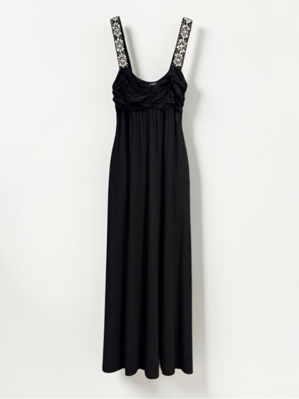 NWOT Zara Black Wide Leg Jumpsuit Embellished Straps - Size XS